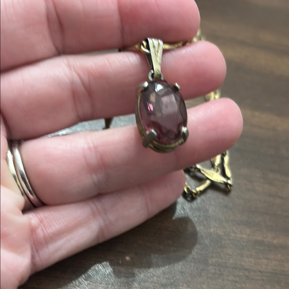 Monet Purple Necklace with Oval Pendant